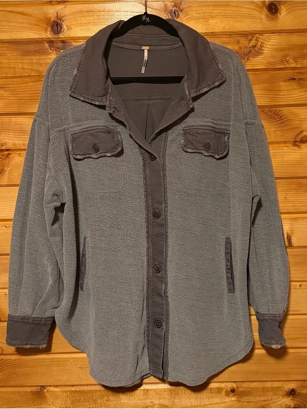 Free People Oversized Gray Fleece Ruby Jacket